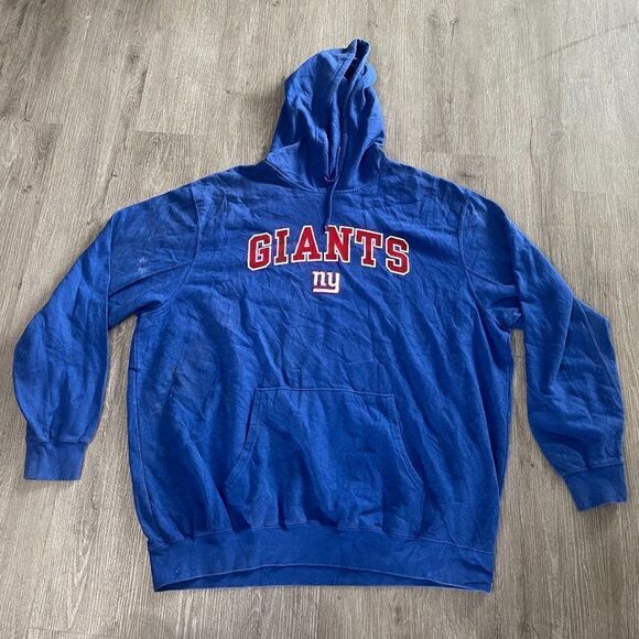 Vintage NFL Sweater Adult Blue Solid New York Giants Pullover Hoodie Mens Sz 2XL - Picture 1 of 3